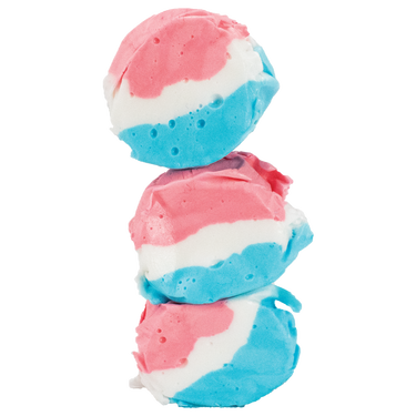 Unwrapped Taffy Town Rocket Pop Taffy - Gourmet salt water taffy candy with Rocket Pop flavor, featuring patriotic red, white, and blue swirls.